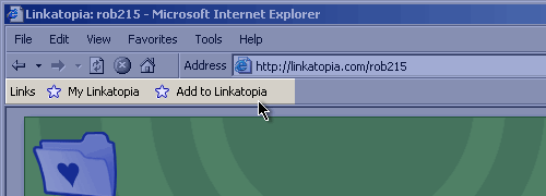 Linkatopia buttons in the Internet Exploder toolbar